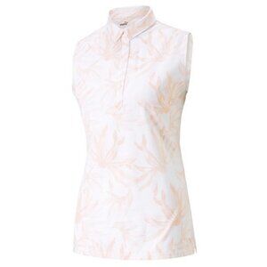 Puma palm tree bright white rose dust womens sleeveless polo Size Medium Preppy